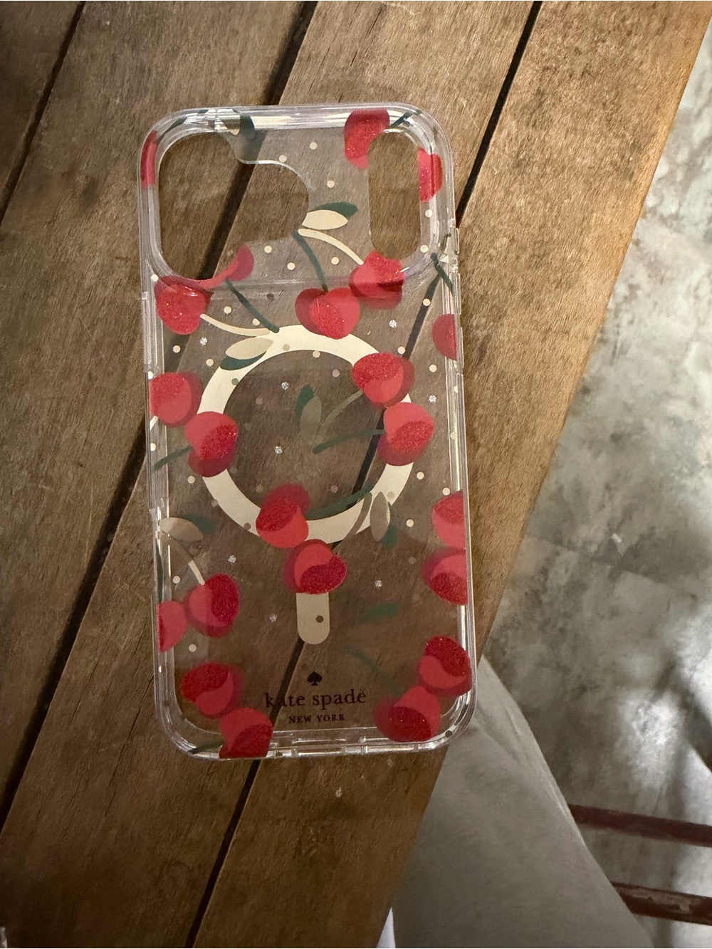 kate spade Clear Cherry Print Phone Case - Red & Green Accent